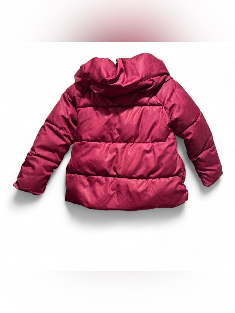 Old Navy Girls Berry-Red Puffer Jacket with Decorative Bow Collar - Picture 6 of 6